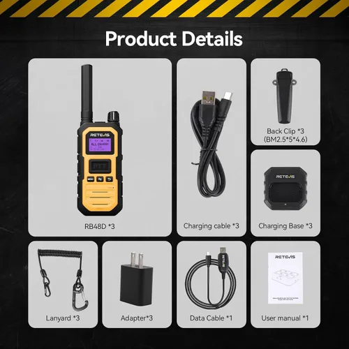Vista 9 de Retevis Radios bidireccionales RB48D DMR de largo alcance, Walkie Talkies
