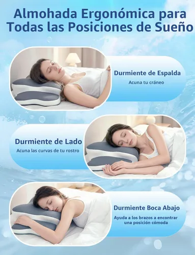 Vista 4 de Almohada de apnea del sueño, almohada cervical para aliviar el dolor de cuello y hombros, almohada de espuma viscoelástica, almohada ergonómica