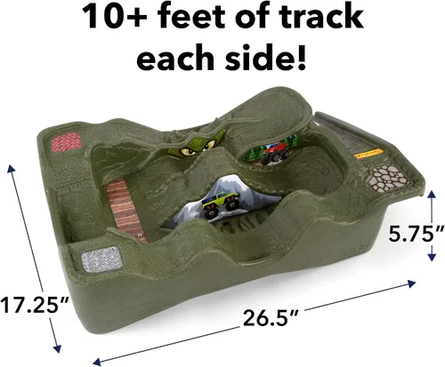 Vista 5 de Título: Mesa de Pista de Carreras de Coches Simplay3 Monster City Extreme Wheels - Mesa de Juego Portátil de 2 Lados para Niños con 2 Camiones