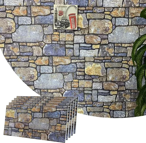 Vista 31 de Dundee Deco Paneles de pared 3D: revestimiento de pared marrón cobre con aspecto de piedra sepia, revestimiento de espuma de poliestireno