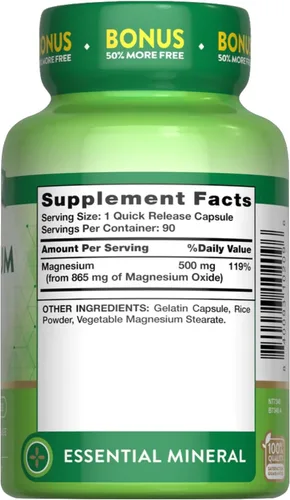 Vista 2 de Nature's Truth Óxido de magnesio 500 mg (paquete de 6)