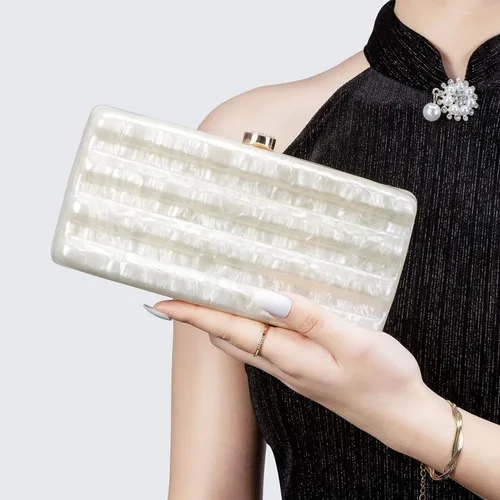 Vista 2 de Women Acrylic Clutch Purse Marbled Evening Shoulder Bag for Wedding Cocktail Party Prom