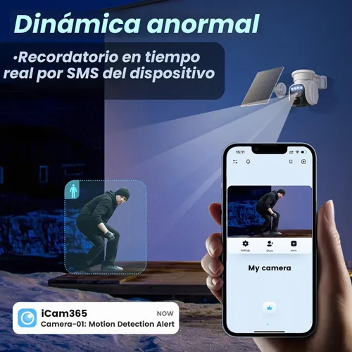Vista 7 de Cámara de Seguridad Celular Solar 4G LTE Inalámbrica para Exteriores, Cámara Solar Alimentada sin WiFi con Tarjeta SIM Integrada y Plan de Datos