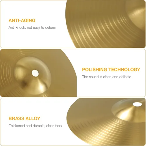 Vista 3 de Crash Cymbal: Platillo de latón de 8 pulgadas para kit de batería - Sonido nítido y fuerte para bateristas profesionales y aficionados