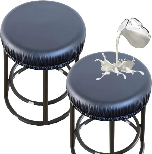 Vista 19 de HFCNMY Fundas para taburetes redondas, elásticas de poliuretano redondo, impermeables, fundas de asiento para taburetes de bar, fundas de asiento