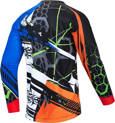 Vista 2 de JPOJPO Jersey de ciclismo para hombre, camiseta de manga larga, para jóvenes, todoterreno, para motocicleta, ropa de bicicleta, anti-UV
