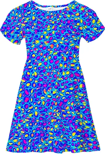 Vista 11 de Vestidos para niñas con estampado lindo, de manga corta, vestidos casuales de verano para niñas de 4 a 10 años