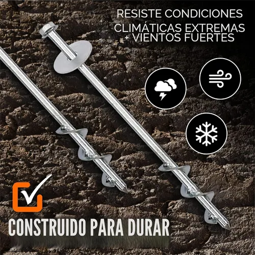 Vista 7 de Anclajes para Trampolín de Viento Fuerte Heavy Duty de 12" Juego de 4/6/8 con Correas, Broca de Taladro - Kit de Anclaje para Trampolín - Anclajes