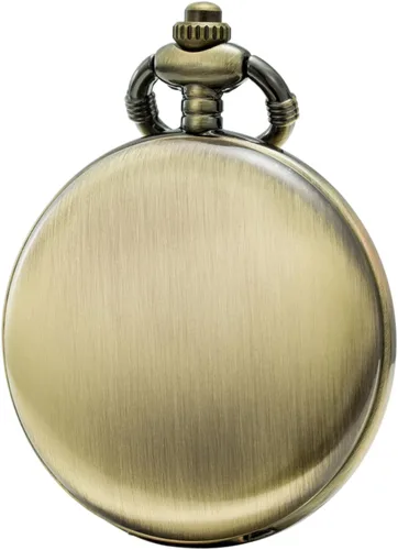 Vista 4 de SEWOR Reloj de bolsillo de cuarzo retro con esfera blanca Caja de bronce con dos cadenas de cuero y metal