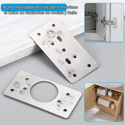 Vista 5 de Kit de reparación de bisagras de gabinete de acero inoxidable, placa de reparación de bisagra de puerta con tornillos de montaje
