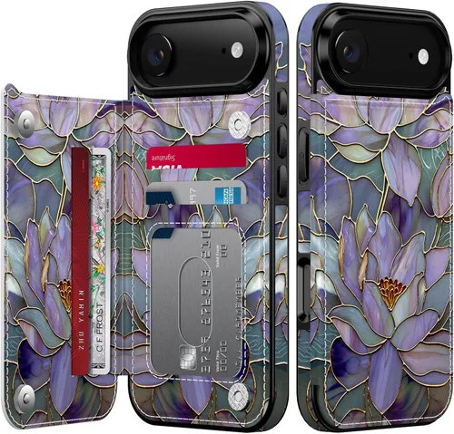 Vista 102 de FUNMIKO Funda tipo cartera para iPhone 13 con tarjetero, bloqueo RFID, protección de grado militar y obras de arte impresas con rayos UV, cierre