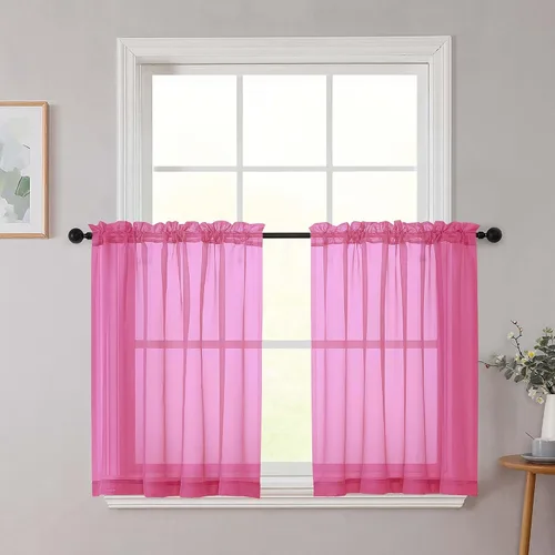 Vista 317 de 2 paneles de cortinas traslúcidas blancas para dormitorio, sala de estar, 96 pulgadas de largo, modernas, suaves, ligeras, con bolsillo para barra