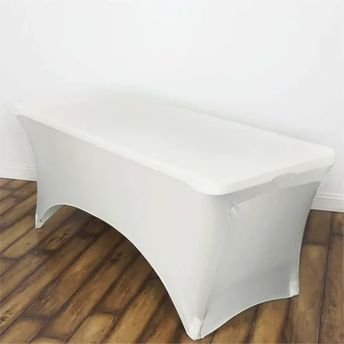 Vista 20 de Efavormart - Mantel rectangular de elastano elástico beige de 4 pies
