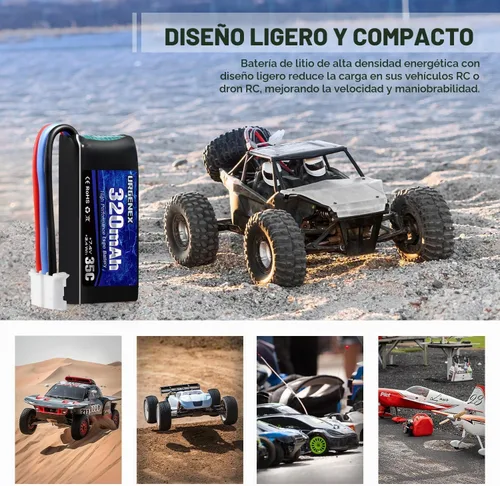 Vista 4 de 7.4V Lipo Batería 2S 35C 320mAh Batería Lipo Recargable con PH2.0 3PIN Plug Compatible con UMX 2S Avión