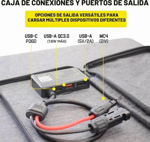Vista 5 de SunJack Cargador de panel solar portátil plegable de 120W