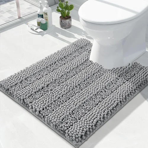 Vista 113 de Yimobra Tapetes de baño lavables, de chenilla súper suave y absorbente, para suelo y alfombra, de secado rápido, antideslizante, para bañera y Beige
