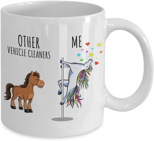 Vista 2 de Unicorn Vehicle Cleaner Mug Other Me Funny Gift For Coworker Women Her Cute Office Birthday Present Magical Joke Quote Gag Coffee Tea Cup 11 oz