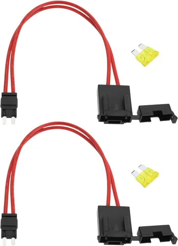 Vista 8 de 2 conectores de portafusibles de automóvil de 32 V, 20 amperios, 16 AWG, extensión de cable resistente, conector de soporte de fusible medio