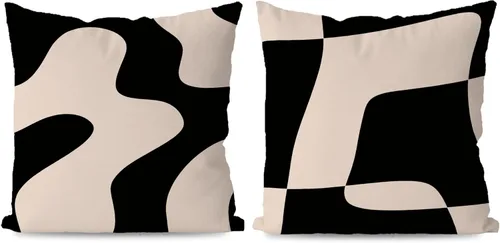 Vista 21 de KEUSPI Fundas de almohada decorativas negras y beige, juego de 4 fundas de almohada negras para sofá, decoración del hogar, estilo boho moderno