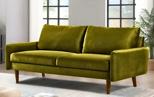 Vista 7 de Container Furniture Direct Kent - Sofá de terciopelo para salas de estar modernas y espacios compactos, cómodo sofá de 3 plazas, muebles de estudio