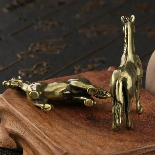 Vista 6 de Estatua china de Feng Shui de latón para decoración de caballos, escultura de caballo antigua para escultura de animales, coleccionables, decoración