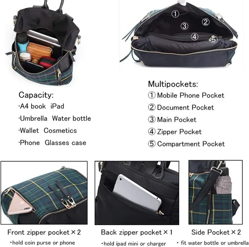 Vista 3 de zhongningyifeng Mochila impermeable para mujer, ligera, a la moda, casual, de viaje, bolsa de hombro
