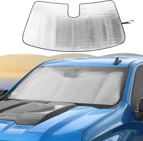 Vista 8 de RT-TCZ Parasol para parabrisas, protector térmico para ventana, parasol para GMC Sierra 2014, 2015, 2016, 2017, para Chevy Silverado 2014-2017