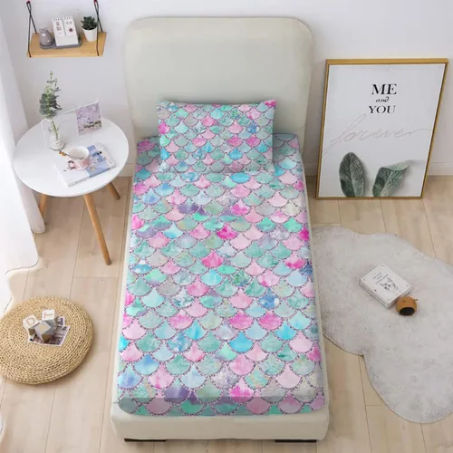 Vista 14 de MUSOLEI Sábanas Panda Sábanas ajustadas Lindas hojas de cama con conjunto de cama de animales 3D con orejas para niñas Conjunto de cama individual