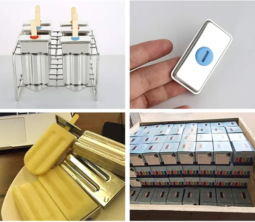 Vista 8 de 6 moldes de paletas congeladas de acero inoxidable, bandeja para congelar, moldes de paletas comerciales, soporte para palitos de helado