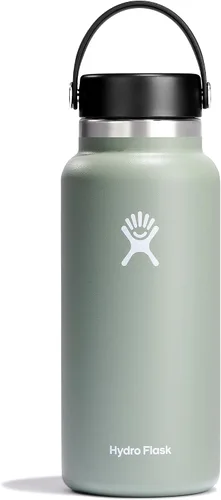 Vista 59 de Hydro Flask Botella de agua – Acero inoxidable aislado – Tapa flexible de boca ancha, antiderrames, a prueba de fugas y recargable en agave de 20