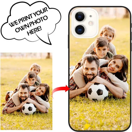Vista 5 de Funda de teléfono con foto personalizada para iPhone 12, imagen/texto personalizado, funda negra suave delgada, regalo único de nicho para parejas