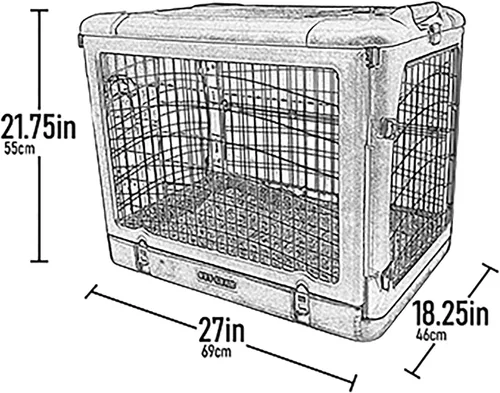Vista 6 de Pet Gear The Other Door - Caja de acero de 4 puertas para perros/gatos, 27 pulgadas, color beige Puerta estilo garaje, incluye cama de felpa