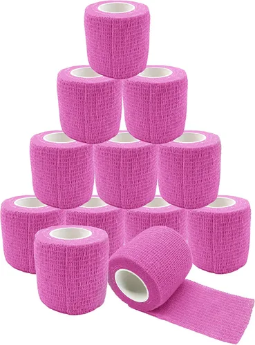 Vista 6 de HuoHuo Envoltura de vendaje autoadhesiva desechable, cinta de agarre, vendaje atlético, 2 x 5 yardas, cinta de agarre para máquina, cinta de agarre