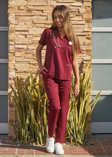Vista 5 de Conjunto de uniforme sanitario Dagacci unisex, con cuello en V, súper elástico, conjunto de uniforme Negro
