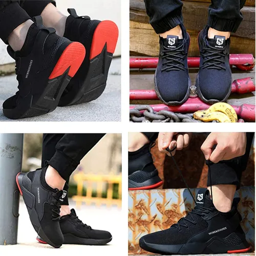 Vista 4 de SUADEX - Zapatos de trabajo indestructibles con punta de acero para hombres y mujeres, ligeros, a prueba de punciones, ventilados