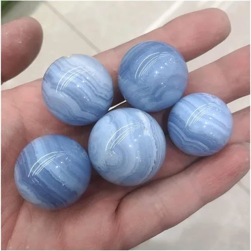 Vista 3 de Salud y Hogar Cristal Natural Cuarzo Azul Encaje Ágata Esfera Bola Energía Reiki Piedras Habitación Casa Oficina Acuario Decoración Accesorios
