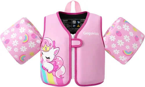 Vista 10 de Gogokids Chaleco de natación para bebé, flotadores para niños de 33-66 libras, chaqueta de natación para niños con alas de agua para niños de 2 3 4