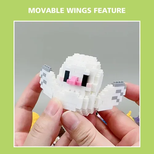 Vista 4 de Micro Mini bloques, serie de animales, modelo de microconstrucción, coloridos pájaros pequeños, kit de ladrillos de construcción, 12