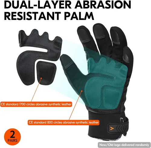 Vista 3 de Vgo 3M C100 - Guantes de trabajo de invierno de cuero sintético forrados (SL8777FW)