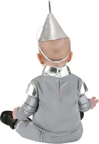 Vista 2 de Wizard of Oz Tin Man Costume for Infants, Silver Metallic Tin Man Suit Outfit for Halloween