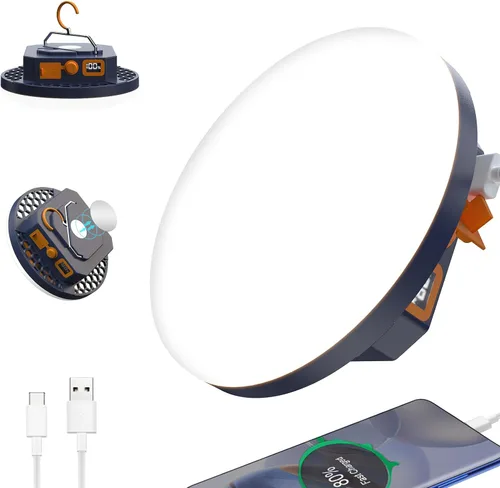 Vista 11 de IODOO Luz de campamento recargable de 10000 mAh con control remoto, bandera de Estados Unidos, luz de bandera estadounidense para acampar al aire