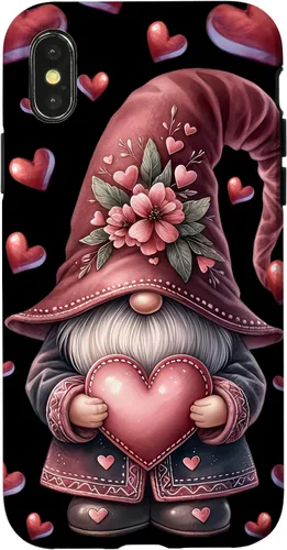 Vista 5 de iPhone 11 Pro Max - Funda con diseño de corazón para mujer, diseño retro de gnomo de amor para el día de San Valentín