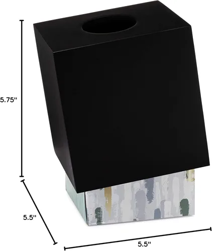 Vista 8 de Essentra Home Cubierta cuadrada para caja de pañuelos de la colección negra mate