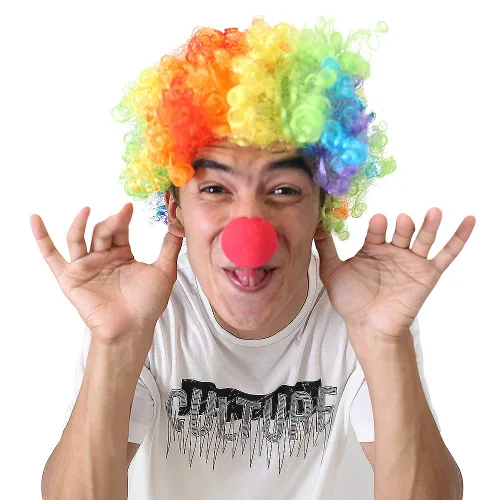 Vista 5 de LOVEINUSA Juego de peluca de payaso, peluca de payaso de nariz de payaso roja esponjosa afro para hombres y mujeres, cosplay, anime, fiesta, pelucas