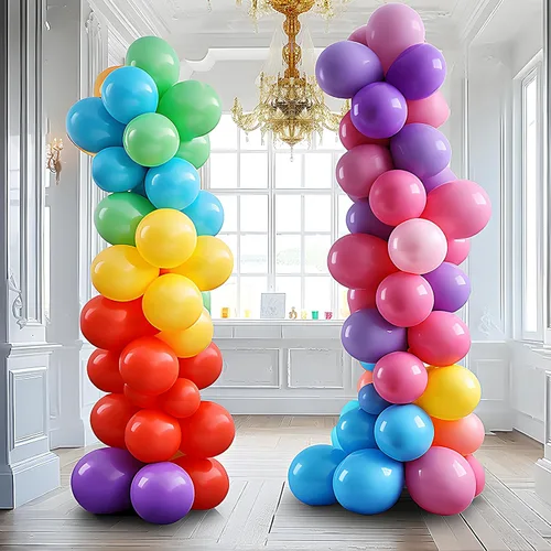 Vista 5 de Lechay - Juego de 2 soportes de columna para globos, juego de soporte ajustable para globos de 6.6 pies con base telescópica para baby shower, boda