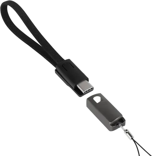 Vista 2 de BoxWave Cable compatible con Poco X3 Pro - Cargador de llavero USB tipo C, llavero USB tipo C a cable USB tipo A de 8 pulgadas, negro azabache