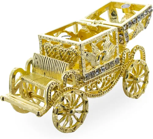 Vista 6 de BestPysanky Figura de caja de baratija de entrenador de coronación real dorada