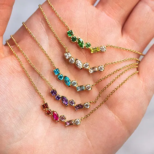 Vista 7 de Local Eclectic Shades of You - Collar de piedra natal ombré, chapado en oro amarillo de 14 quilates, regalo de cumpleaños, madre, boda, dama de honor
