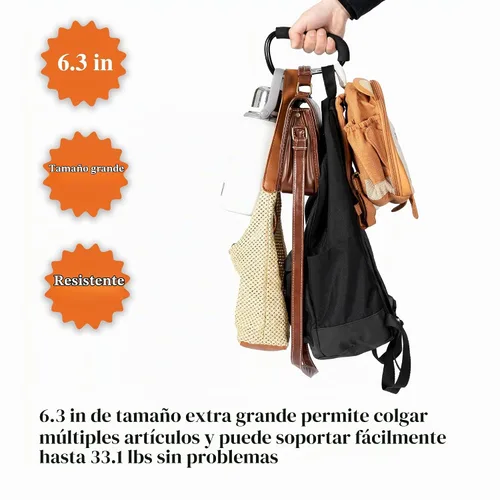 Vista 4 de Funbliss Ganchos para cochecito de bebé, paquete de 2 clips grandes de 6.6 pulgadas, práctico organizador de ganchos para bolsas de pañales, ropa