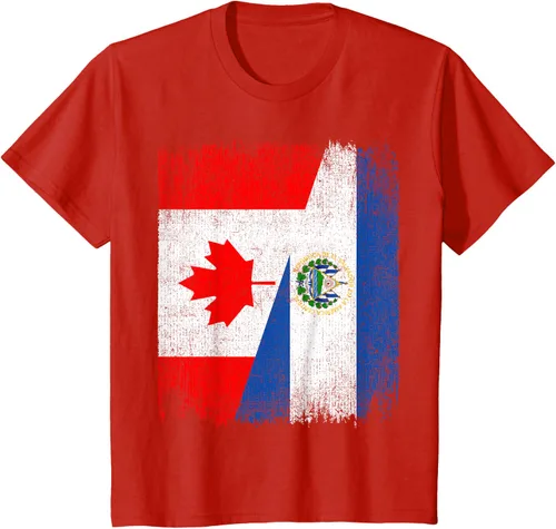 Vista 3 de Camiseta Half Canada El Salvador Flag Canadian Salvadoran Pride Roots
